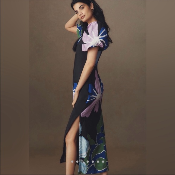 BubAnthropologie puff sleeve a line maxi dress - Picture 4 of 15